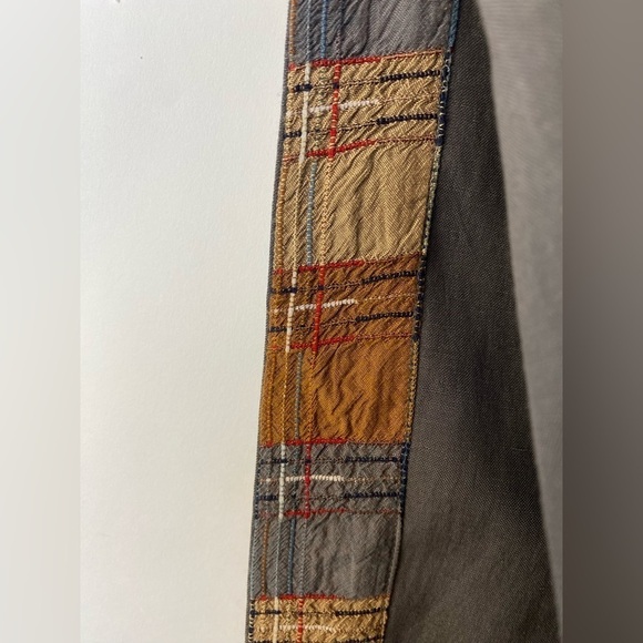 VTG Su-Zen Pull On Lagenlook Linen MIDI Skirt with Silk Plaid details Size Small - Picture 5 of 12